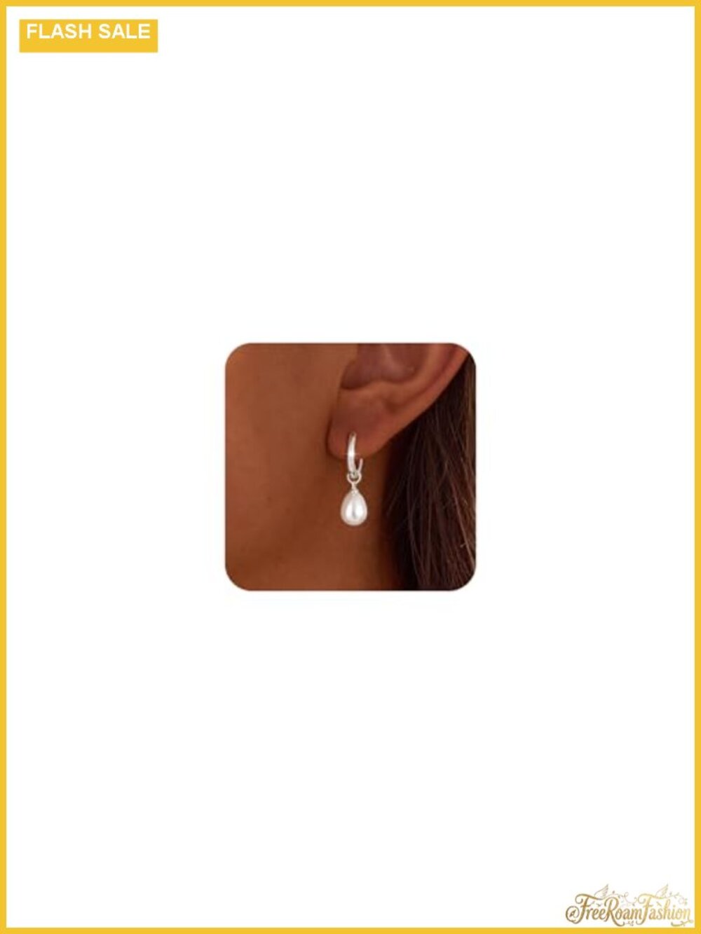Silver Plated Hoop Freshwater Pearl Drop Earrings for Women